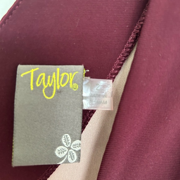 Taylor Burgundy Blush Ruffle Sleeve High Low Knit Midi Dress Lines NWOT - Picture 6 of 6